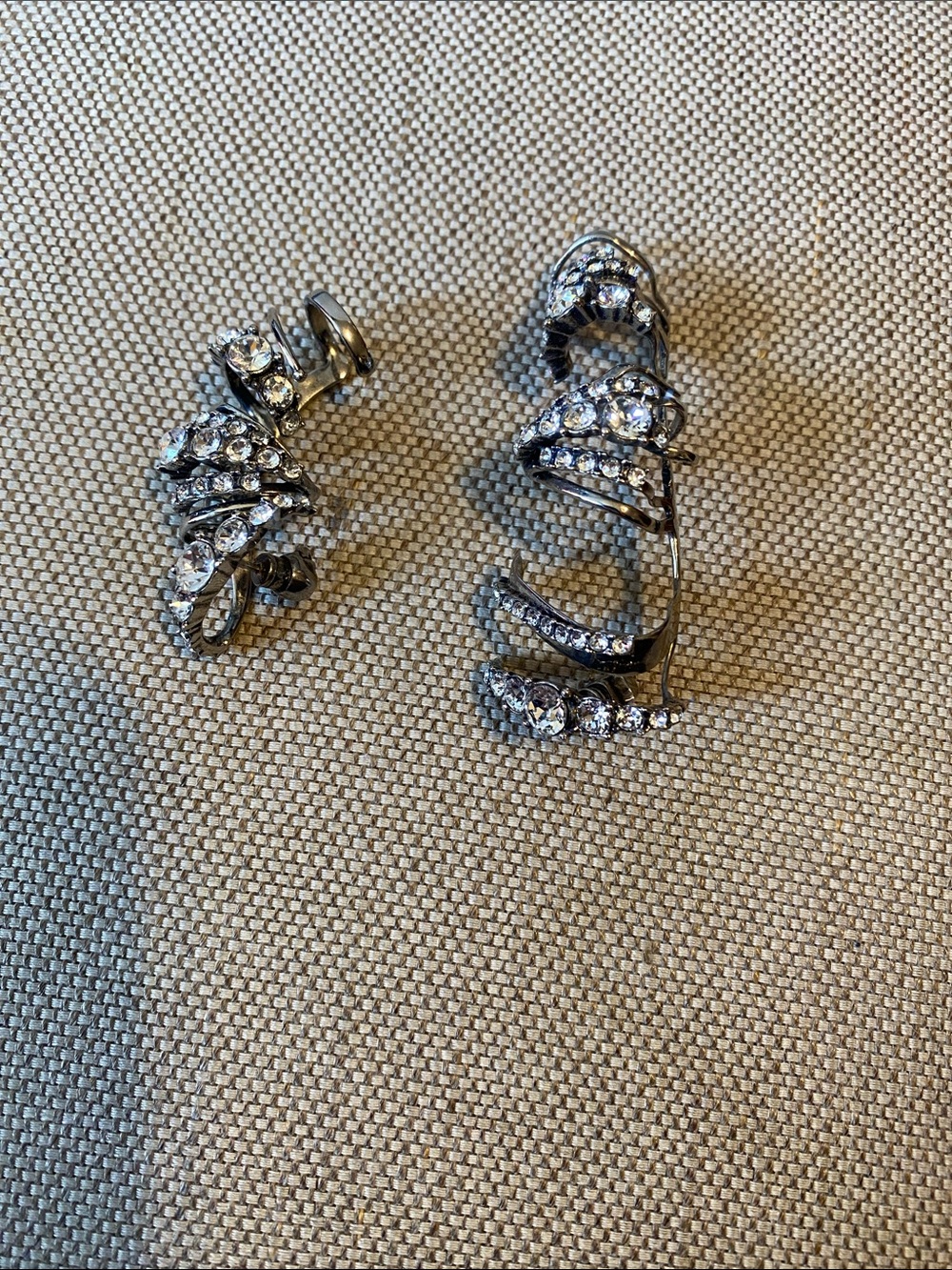 Alexander McQueen Silver Crystal Pavé Ear Cuffs